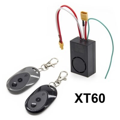 Alarma para Patinetes Eléctricos y E-bikes. 115dB, 36-55V con control remoto, conector XT60 (Smartgyro y similares)