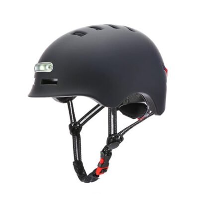 Casco Negro con Luz trasera y delantera (Recargable USB) para Scooter, Bicicleta y E-Bike - Talla L